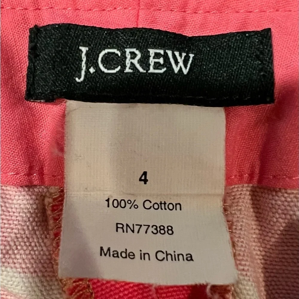 J. Crew Cotton Floral Print Canvas Mini Skirt in Pink White Tan & Red Size 4